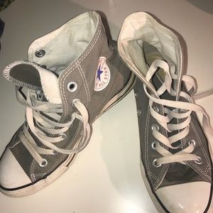 Grey high top converse